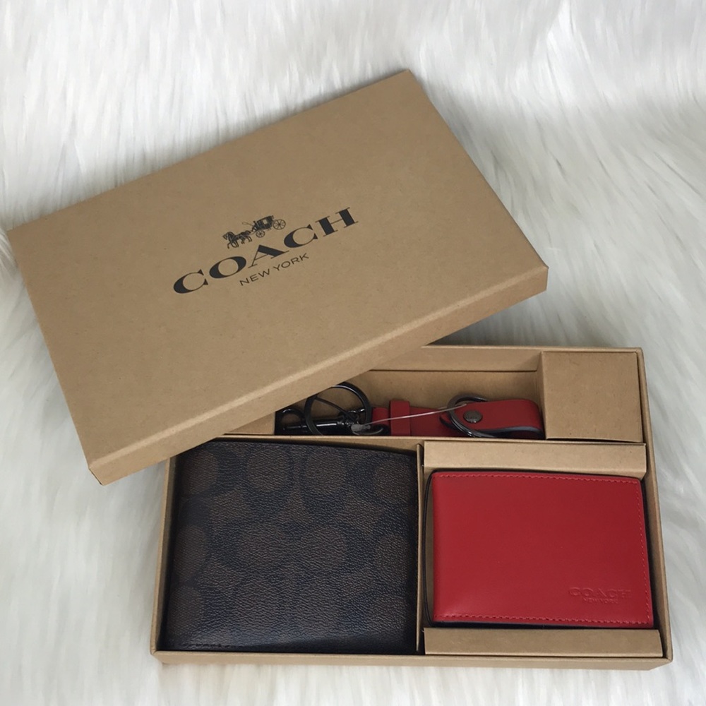 Boxed 3 In 1 Wallet Gift Set In Colorblock Signature Canvas - Picture 13 of 14